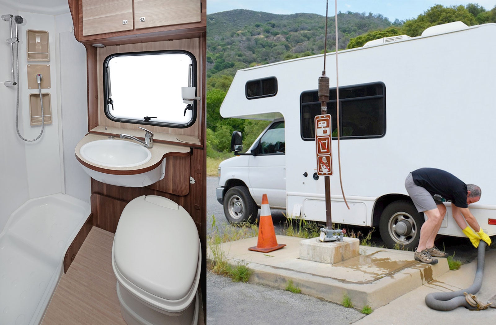 Portable RV/camper toilet and holding tank setup in Wilmington, Delaware